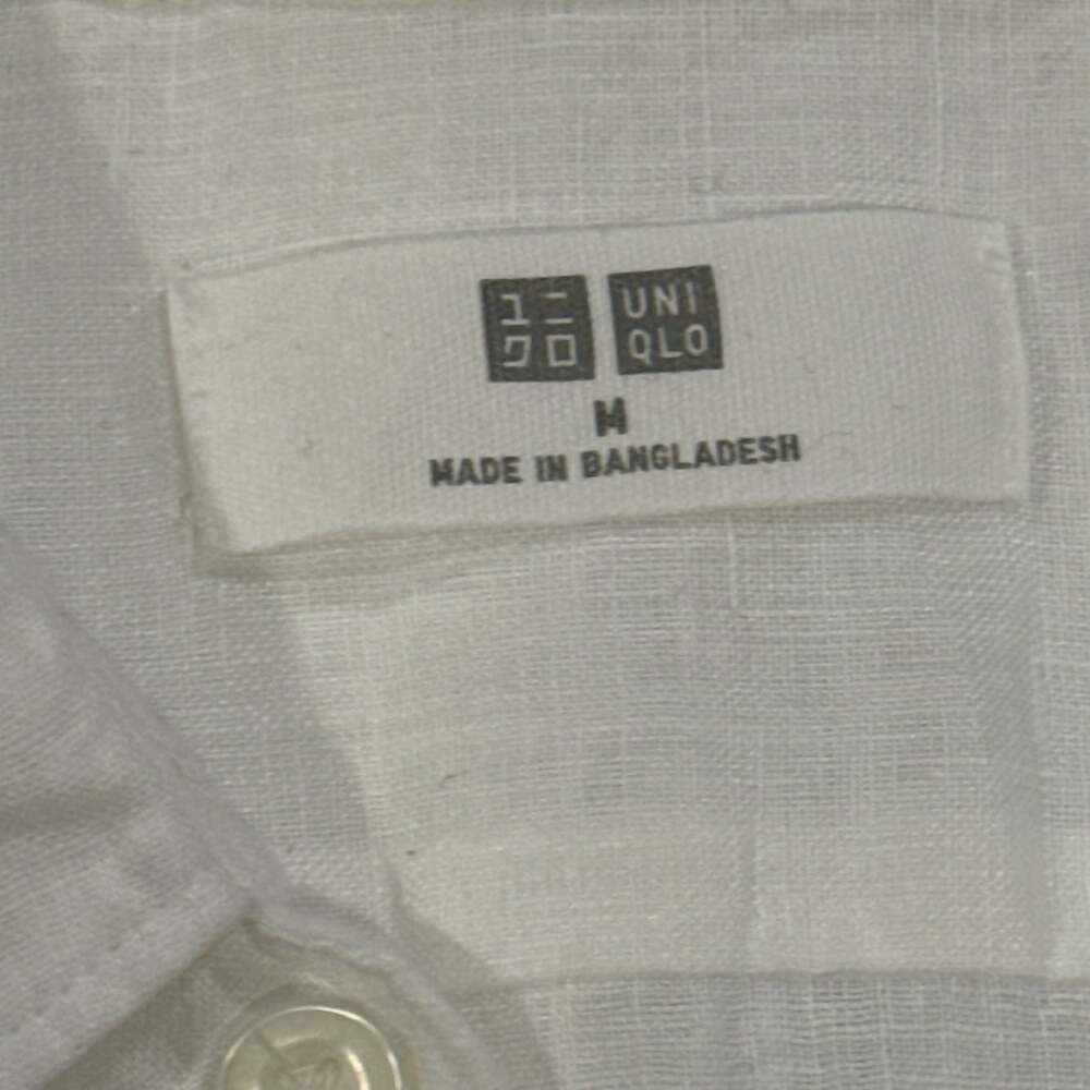 Uniqlo Sz M White Premium 100% Linen Long Sleeve Womens Button Down Shirt - Picture 4 of 7